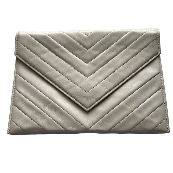 Yves Saint Laurent Vintage Clutch Second Bag YSL Off White Leather - Picture 1 of 14